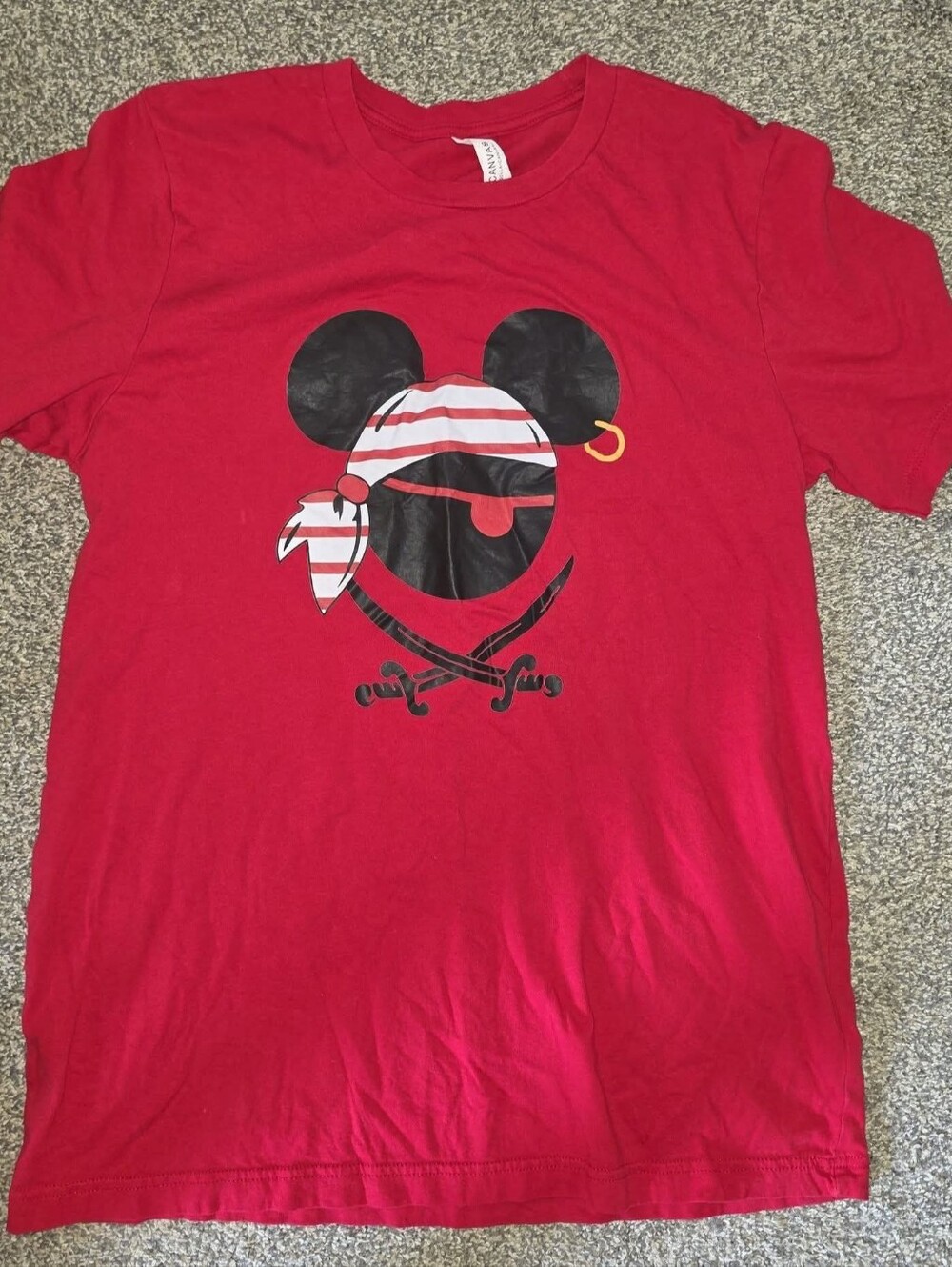 Canvas Adult Large Red Pirate Graphic Shirt